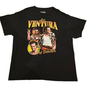 Ace Ventura Pet Detective Jim Carrey Graphic T-Shirt - Black, Men's Size XL